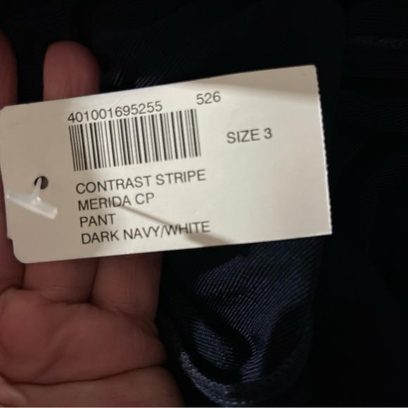 Chico's Travelers Women Slinky Capri Pants 3 US 16 Navy White Stripe USA NEW - Picture 4 of 5